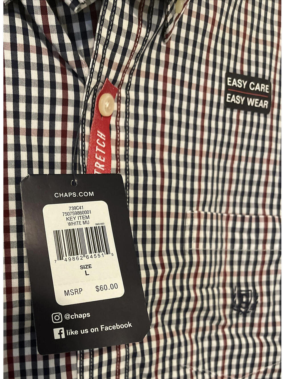 Chaps Mens Large Blue Striped Full Button Long Sleeved Shirt NWT! A3297 - Picture 5 of 6